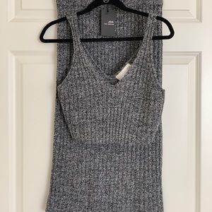 2 PC Cropped Sweater|Shirt Set